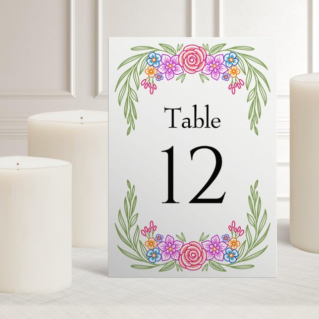 Floral Fiesta Mexican Vivid Wedding Table Number (Creator Uploaded)