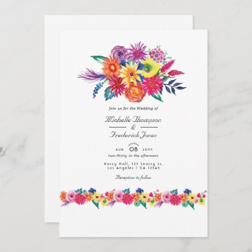 Floral Fiesta QR Code RSVP Wedding Invitation