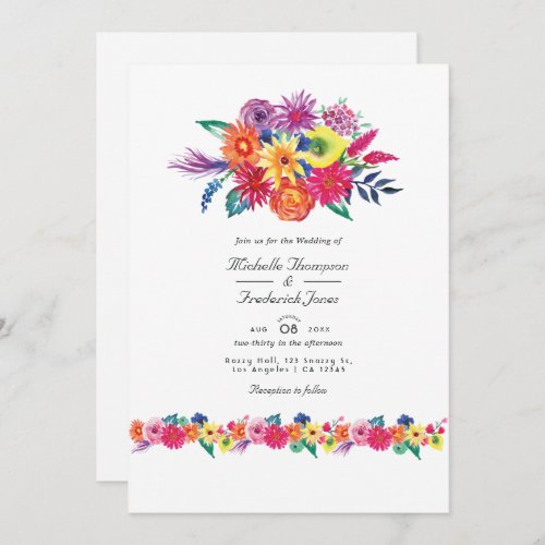 Floral Fiesta  QR Code RSVP Wedding Invitation