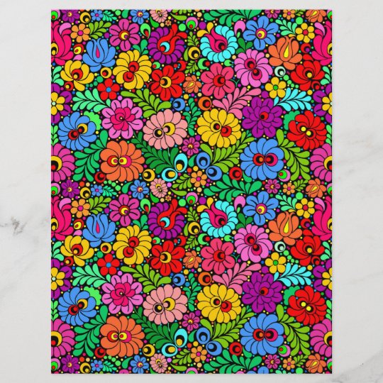 Floral Fiesta Scrapbook Paper 8 5x11