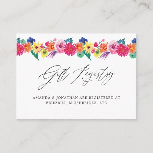 Floral Fiesta Wedding Gift Registry Enclosure Card