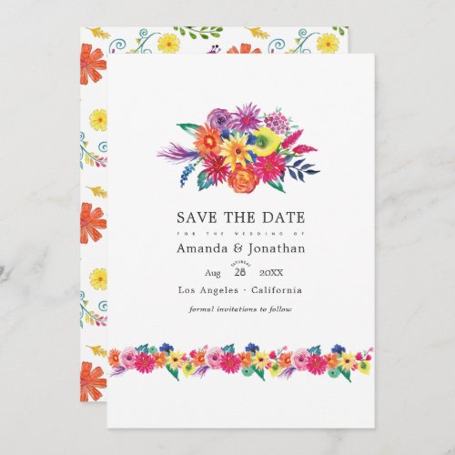 Floral Fiesta Wedding Photo Save The Date