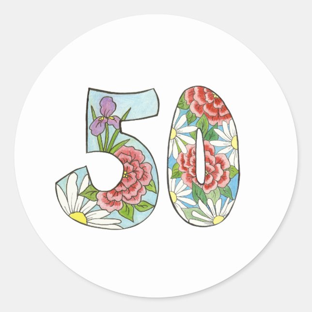 Floral Fifty Sticker (Front)