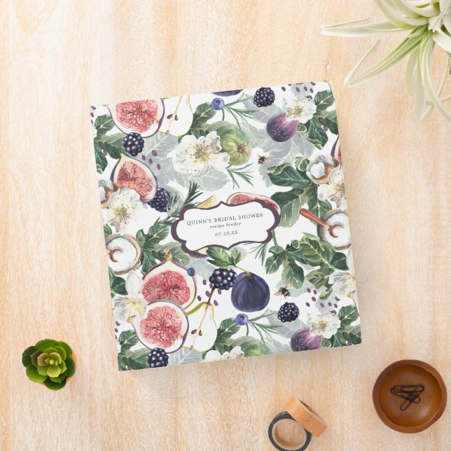Floral Fig & Berries | Bridal Shower Recipe 3 Ring Binder (In Situ)