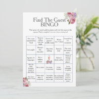 Floral Find the Guest Bridal Shower Bingo game