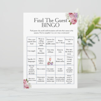 Floral Find the Guest Bridal Shower Bingo game Invitation