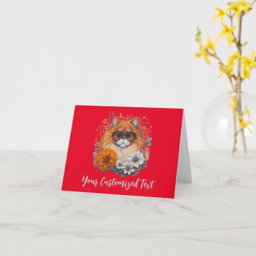 Floral Finesse Persian Cat in a Garden of Blooms Card