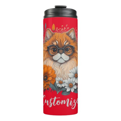 Floral Finesse Persian Cat in a Garden of Blooms Thermal Tumbler
