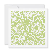 Floral Fireworks Pattern Green White Blank