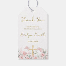 Floral First Communion Gift Tag