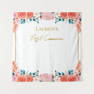 Floral First Communion Girly Backdrop