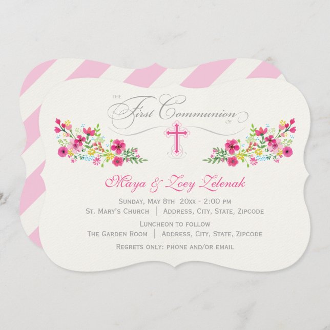Floral  |  First Communion Invitations (Front/Back)