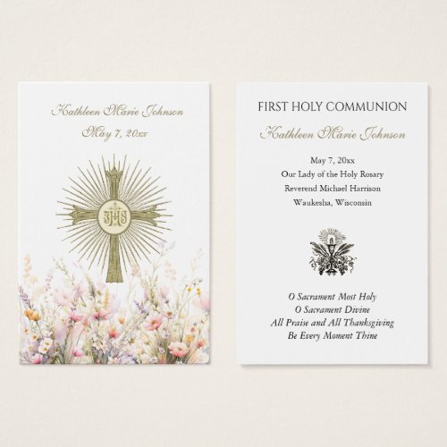 Floral First Holy Communion Remembrance Card