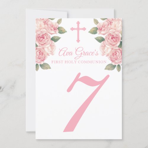 Floral First Holy Communion Table Number Cards