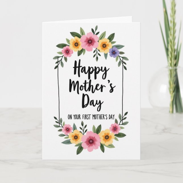 Floral First Mother Day Card (Front)