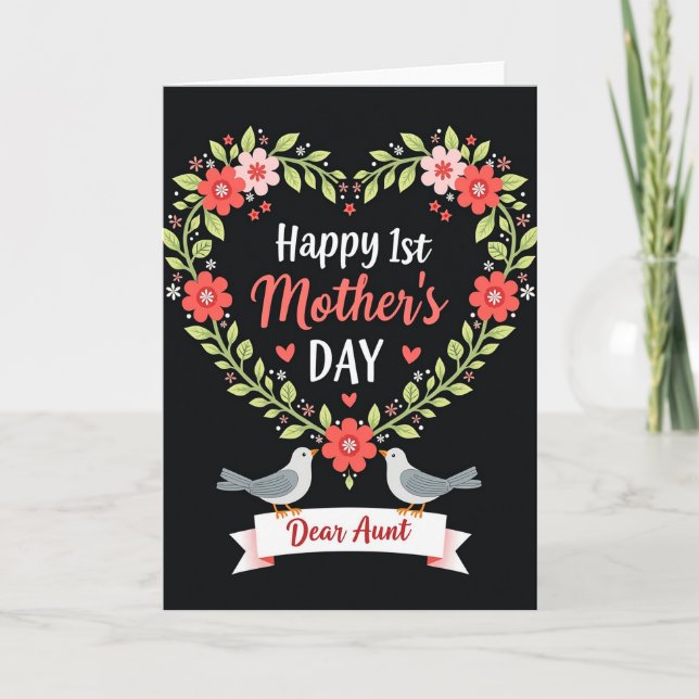 Floral First Mothers Day Aunt Card (Front)