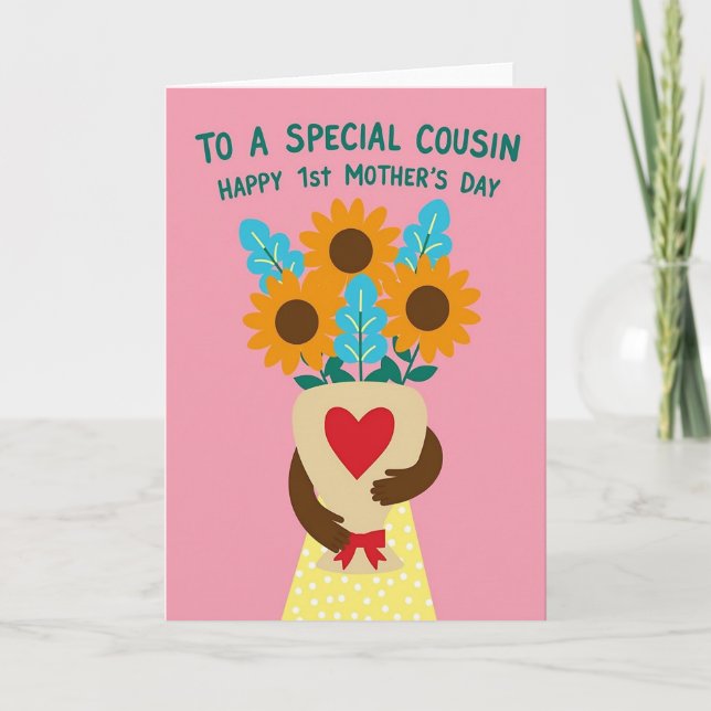 Floral First Mothers Day Cousin Card (Front)