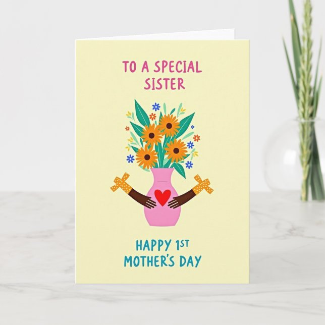 Floral First Mothers Day Sister Card (Front)
