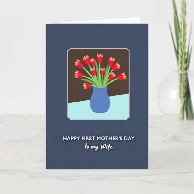 Floral First Mothers Day Wife Card (Front)