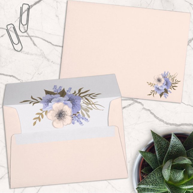 Floral Five Petal Wild Roses Front and Inside Envelope (Creator Uploaded)