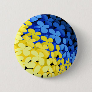 Floral flag of Ukraine Button