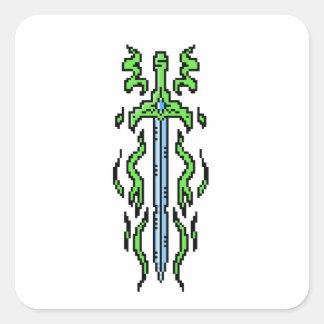 Floral Flame Longsword Fantasy Weapon Art Square Sticker