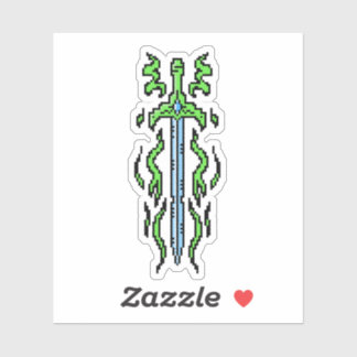 Floral Flame Longsword Fantasy Weapon Art Sticker