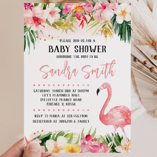 Floral Flamingo Baby Shower Invitation