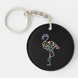 Floral Flamingo Cute Animal Aesthetic Lover Gift Keychain