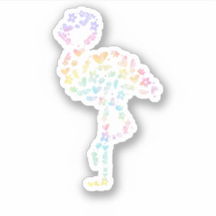 Floral Flamingo Cute Animal Aesthetic Lover Gift Sticker