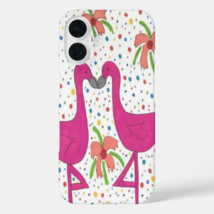 Floral Flamingo Fiesta iPhone 16 Case
