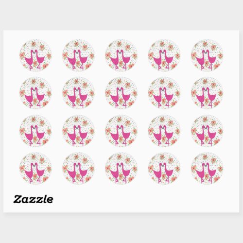 Floral Flamingo Fiesta Classic Round Sticker