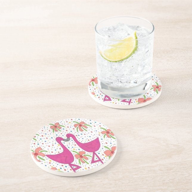 Floral Flamingo Fiesta Coaster (Side)