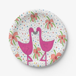 Floral Flamingo Fiesta Paper Plates