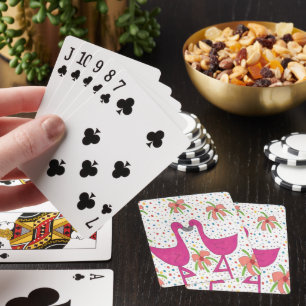 Floral Flamingo Fiesta Poker Cards