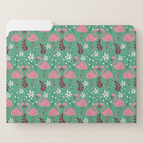 Floral flamingo seamless pattern pink green file folder