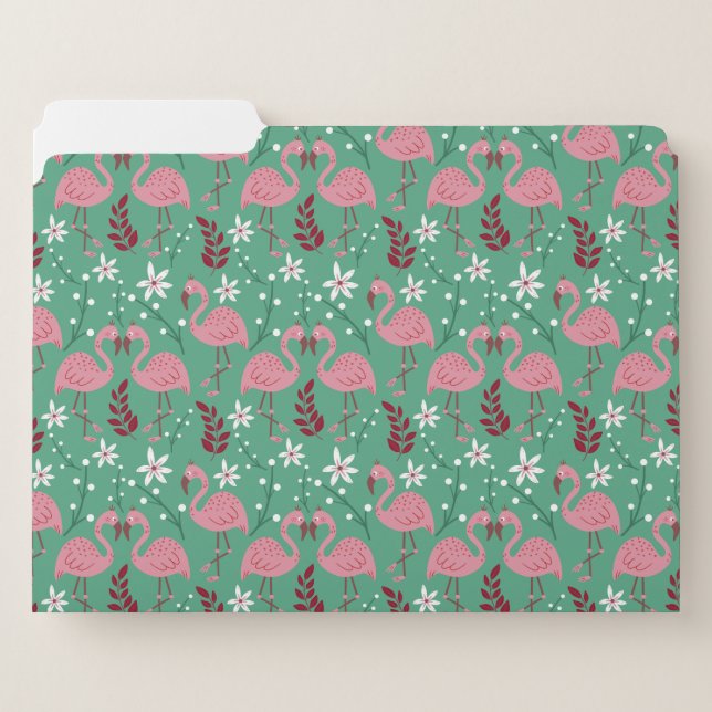Floral flamingo seamless pattern pink green file folder (Front Left)