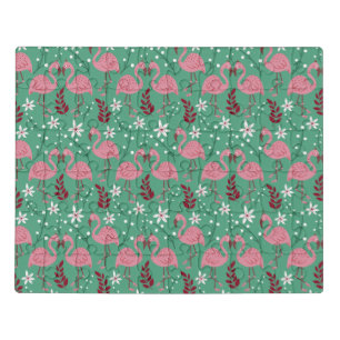 Floral flamingo seamless pattern pink green jigsaw puzzle