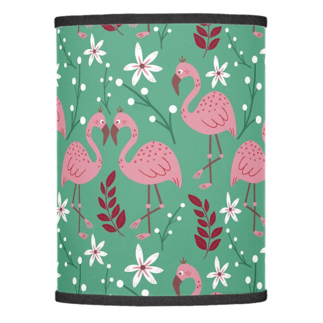 Floral flamingo seamless pattern pink green lamp shade (Front)