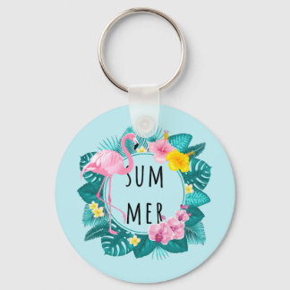 Floral Flamingo Summer Bliss Keychain