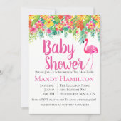 Floral Flamingo Tropical Baby Shower Invitation (Front)
