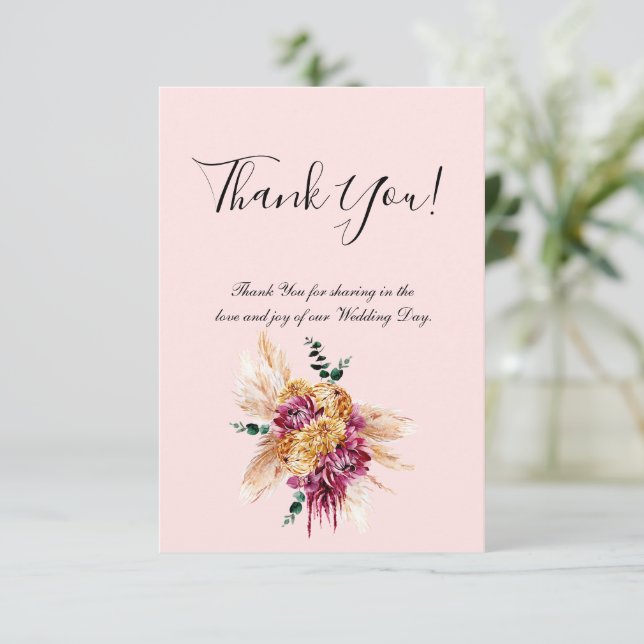 Floral Flat Thank You Card (Standing Front)