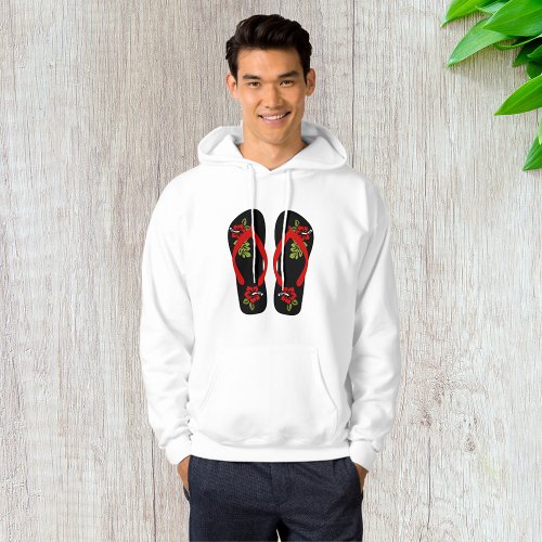 Floral Flip Flops Mens Hoodie