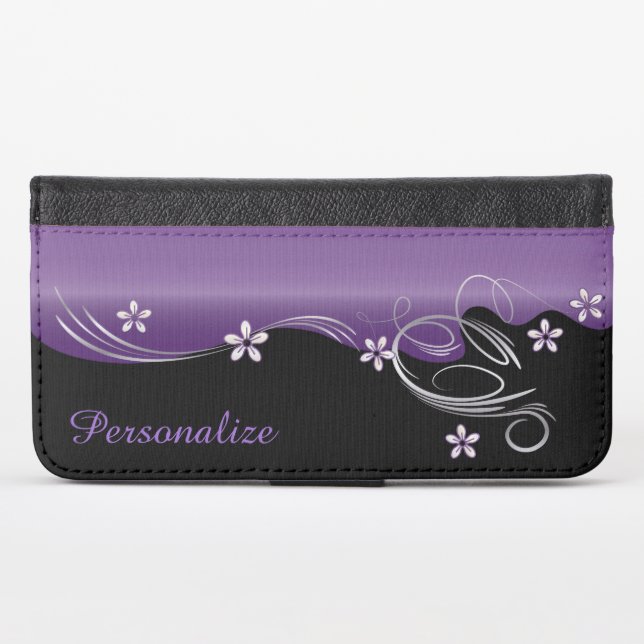 Floral Florid Amethyst Design iPhone Wallet Case (Front (Horizontal))