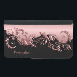 Floral Florid Pink Rose Metallic on Black Wallet Phone Case For Samsung Galaxy S5<br><div class="desc">Wallet Cases. Featured in a pretty rose florid floral faux metallic design on black background with DIY Text. ⭐This Product is 100% Customizable. Graphics and / or text can be added, deleted, moved, resized, changed around, rotated, etc... 99% of my designs in my store are done in layers. This makes...</div>