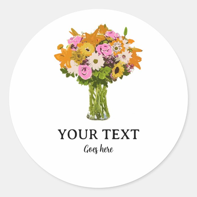 Floral Florist Business Classic Round Sticker (Front)