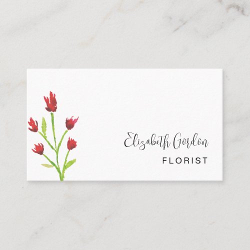 Floral Florist Minimalist Elegant Script QR Code Business Card