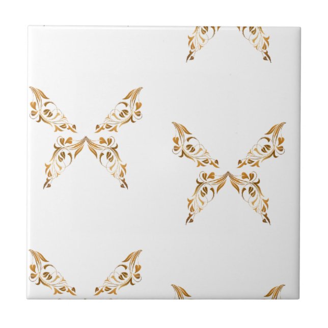 Floral flourish butterflies ceramic tile (Front)
