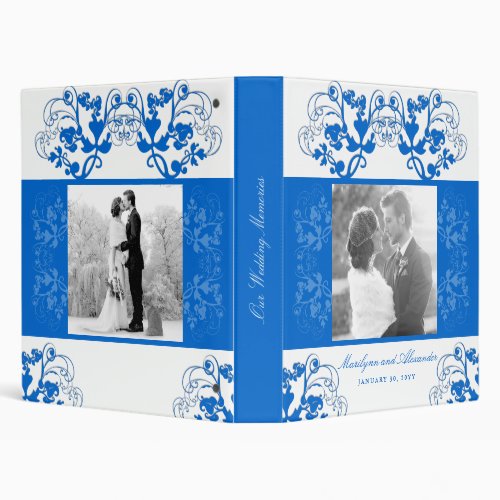 Floral Flourish Marine Blue Photo Wedding Binder