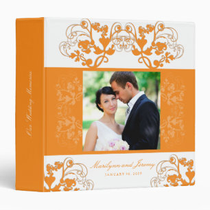 Floral Flourish Summer Orange Wedding Photo Binder
